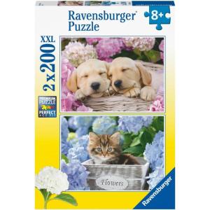 Ravensburger – Puppies & Kitties – 200 Piece Jigsaw Puzzle 2 Pack – XXL Pieces – Easier Assembly – Adorable, Huggable Pups & Kittens – Premium Quality – Ideal Gift – Screen-Free Fun – Children Age 8+