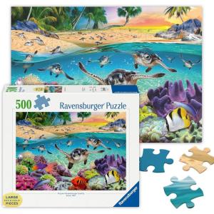 Ravensburger – Race of The Baby Sea Turtles – 500 Piece Large Format Jigsaw Puzzle – Stunning Imagery – Unique Depiction Under The Sea – Premium Quality – Puzzles for Adults