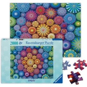 Ravensburger – Radiating Rainbow Mandalas – 2000 Piece Jigsaw Puzzle – Bold, Vivid Colors – Intricate Painted Stones in Rainbow Art – Frameable – Premium Quality – Puzzles for Adults