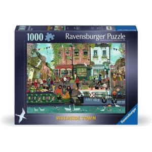 Ravensburger – Riverside Town – 1000 Piece Jigsaw Puzzle – Quaint Village on The Water – Vibrant, Rustic Scene of Yesteryear – Frameable – Premium Quality – Puzzles for Adults(New Design)