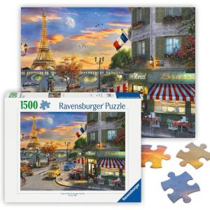 Ravensburger – Romantic City of Paris – 1500 Piece Jigsaw Puzzle – Featuring a Quaint, Old-time City Street and The Eiffel Tower – Frameable – Premium Quality – Puzzles for Adults(New design)