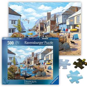 Ravensburger – Tranquil Harbour – 500 Piece Jigsaw Puzzle – Stunning, Vivid Imagery of a Summer Coastal Harbor – Inspiring Scene – Ideal Gift – Frameable Art – Screen-Free Fun – Puzzles for Adults(New Design)