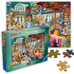 Ravensburger – Turn The Page Bookclub – 1000 Piece Jigsaw Puzzle – Stunning, Vivid Colors – Inspired Bookclub, Library, Coffee Shop Scene – Puzzles for Adults