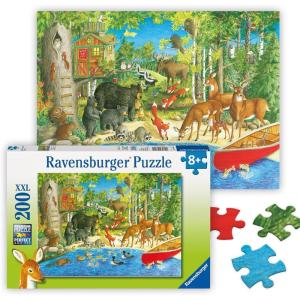 Ravensburger – Woodland Friends – 200 Piece Jigsaw Puzzle – Exciting Imagery of Quaint Animals Swimming and Romping in The Forest – Premium Quality – Ideal Gift – Screen-Free Fun – Children Ages 8+(Woodland Friends)