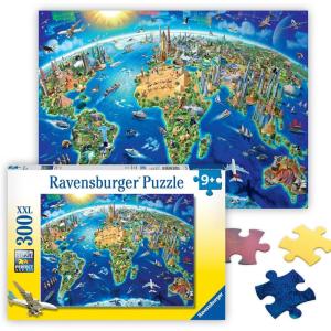 Ravensburger – World Landmarks Map – 300 Piece Jigsaw Puzzle – Stunning Imagery of Amazing Landmarks of The World – Vibrant Colors – Premium Quality – Ideal Gift – Screen-Free Fun – Children Ages 9+