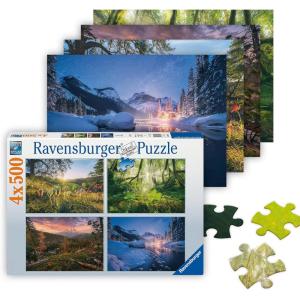 Ravensburger 4 Seasons – 4 x 500 Jigsaw Puzzle | Captivating Seasonal Beauty | Precision Fit | FSC-Certified Materials