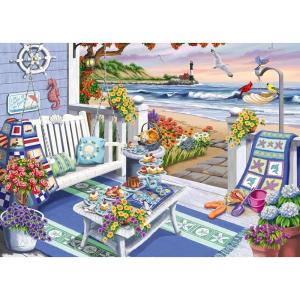 Ravensburger Cozy Series: Seaside Sunshine 300 Piece Large Format Jigsaw Puzzle for Adults and Kids | Unique Piece Design | Premium Quality Materials | FSC Certified | Ideal Gift for Puzzle Lovers(Puzzle)