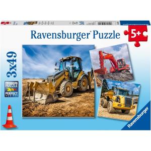 Ravensburger Diggers at Work Puzzle Set | 3×49 Piece Jigsaw Puzzles for Kids | Screen-Free Activity | Boosts Concentration and Focus | Great Gift