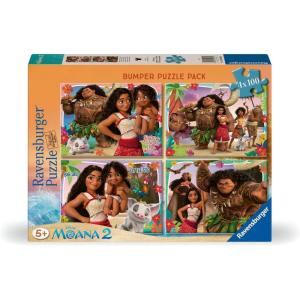 Ravensburger Disney Moana 2 Jigsaw Puzzle Bumper Pack | 4-100 Piece Puzzles | Unique Piece Design | Ideal Screen-Free Activity | Enhances Concentration and Creativity