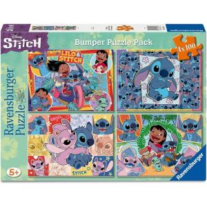 Ravensburger Disney Stitch Bumper Pack 4×100 Piece Jigsaw Puzzle for Kids – Every Piece is Unique, Pieces Fit Together Perfectly