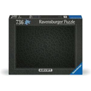 Ravensburger Krypt Black Puzzle – Unique 736-Piece Challenge for Adults | Softclick Technology Engaging Spiral Cut Design | Quality Craftsmanship | Ideal for Relaxation or Gifting(New Packaging)
