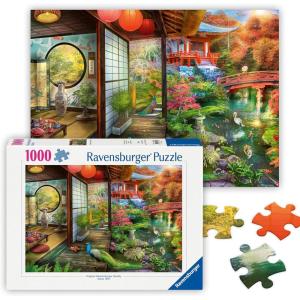 Ravensburger Kyoto Japanese Garden Teahouse 1000 Piece Jigsaw Puzzle – Experience The Serene Tea Ceremony | Softclick Technology | Perfect for Adults and Kids | Forest Stewardship Council Certified(New Packaging)