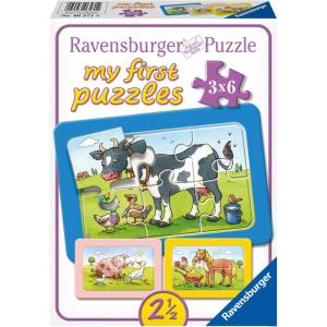 Ravensburger My First Puzzles – Good Animal Friends | 3-in-a-Box Toddler Jigsaw Puzzle Set | 3 x 6 Pieces | Ages 2+(Good animal lovers)