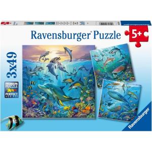 Ravensburger Ocean Life Puzzle Set | 3×49 Piece Jigsaw Puzzles for Kids | Screen-Free Activity | Boosts Concentration and Focus | Great Gift
