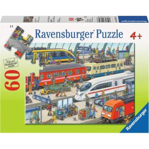 Ravensburger Railway Station Jigsaw Puzzle – Unique 60-Piece Puzzle for Kids, Anti-Glare Surface | FSC-Certified Materials | Great for Developing Skills & Creativity