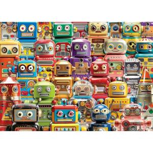 Ravensburger Retro Robots 500 Piece Large-Format Puzzle | Educational Fun with Vintage Toy Robots | Artwork by Michael David Ward | Ideal for Puzzle Enthusiasts & Collectors