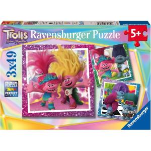 Ravensburger Trolls 3 Puzzle Set | 3×49 Piece Jigsaw Puzzles for Kids | Screen-Free Activity | Boosts Concentration and Focus | Great Gift(8×8)