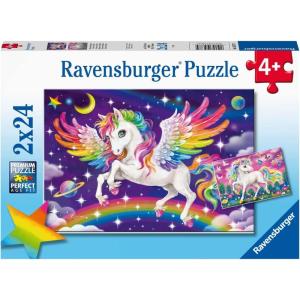 Ravensburger Unicorn and Pegasus Jigsaw Puzzle Set for Kids – 2 x 24 Pieces | Easy-to-Hold Pieces | Engaging Design | Fosters Cognitive Development | FSC Certified – 05677