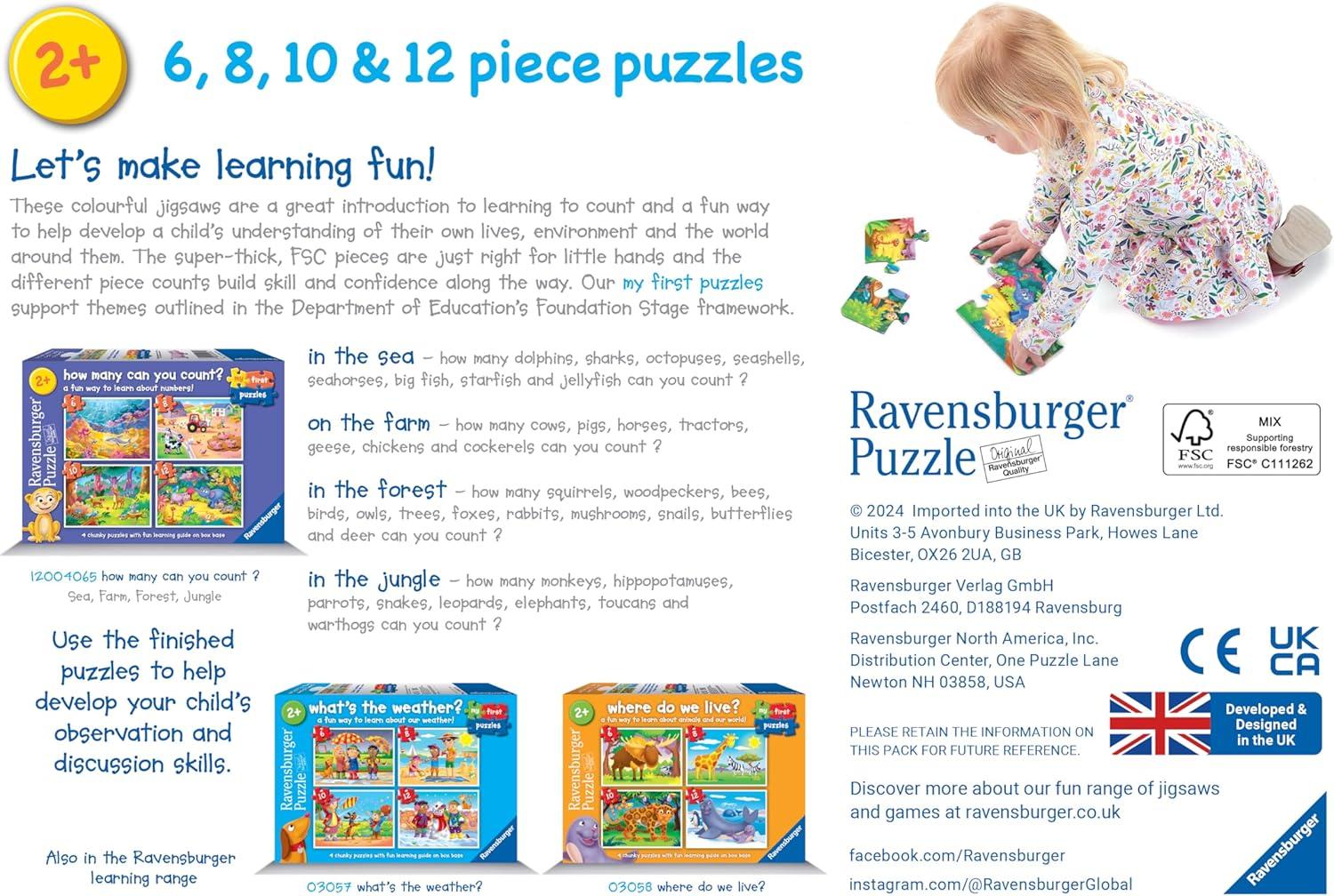 image:imageRavensburger My First Puzzle How Many Can You Count 6 8 10 ampamp 12 Piece Jigsaw Puzzle for Kids Every Piece is Unique Pieces Fit Together Perfectly