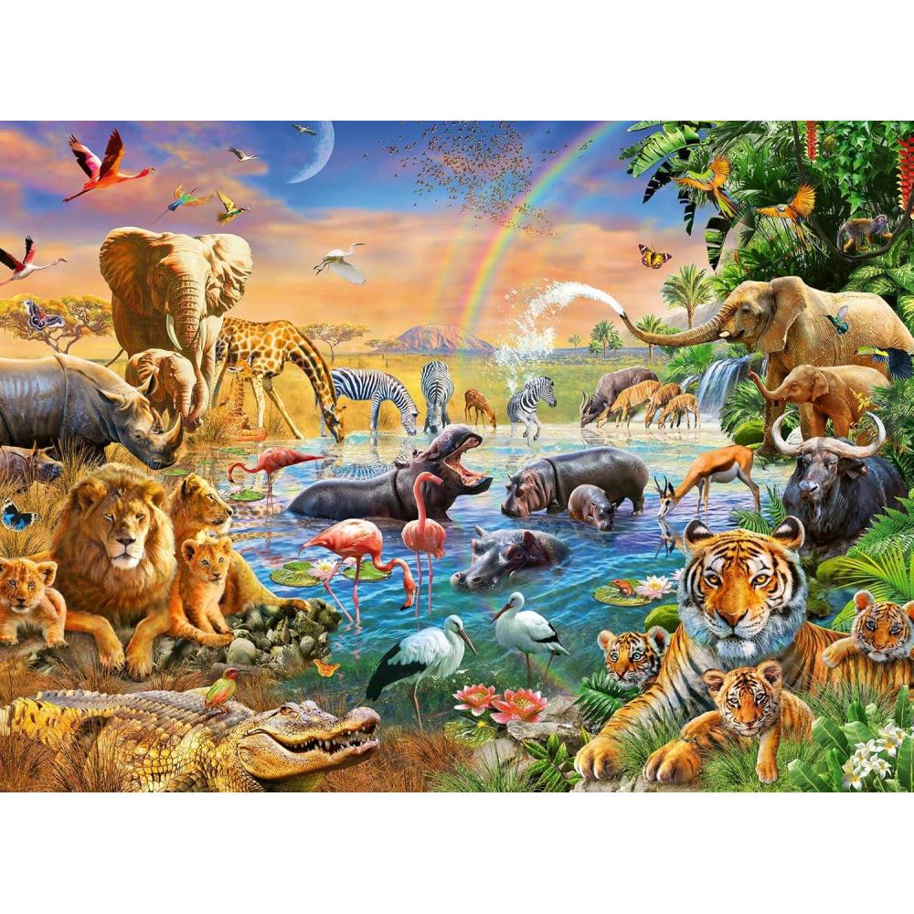 image:imageRavensburger Savannah Jungle Waterhole Puzzle 100 Unique Pieces KidFriendly Educational Toy Enhances Concentration and Creativity FSCCertified Sustainability Assured