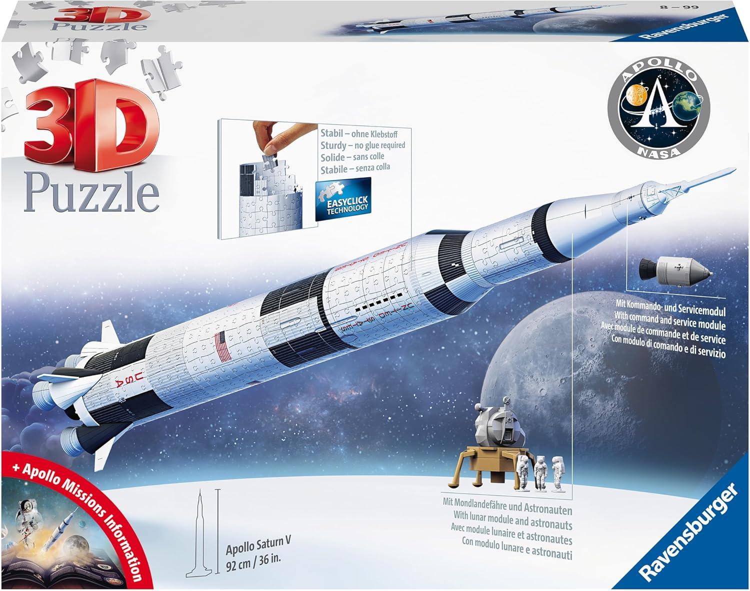 image:imageRavensburger Apollo Saturn V Rocket Edition 3D Jigsaw Puzzle for Kids 440 Pieces Authentic Spacecraft Replica MESH Accredited