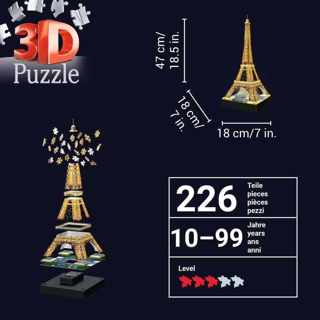 image:imageRavensburger Eiffel Tower Night Edition 216Piece 3D Jigsaw Puzzle for Kids and Adults Precision Fit with EasyClick Technology Displayable amp Durable Model Over a Century of QualityEiffel Tower