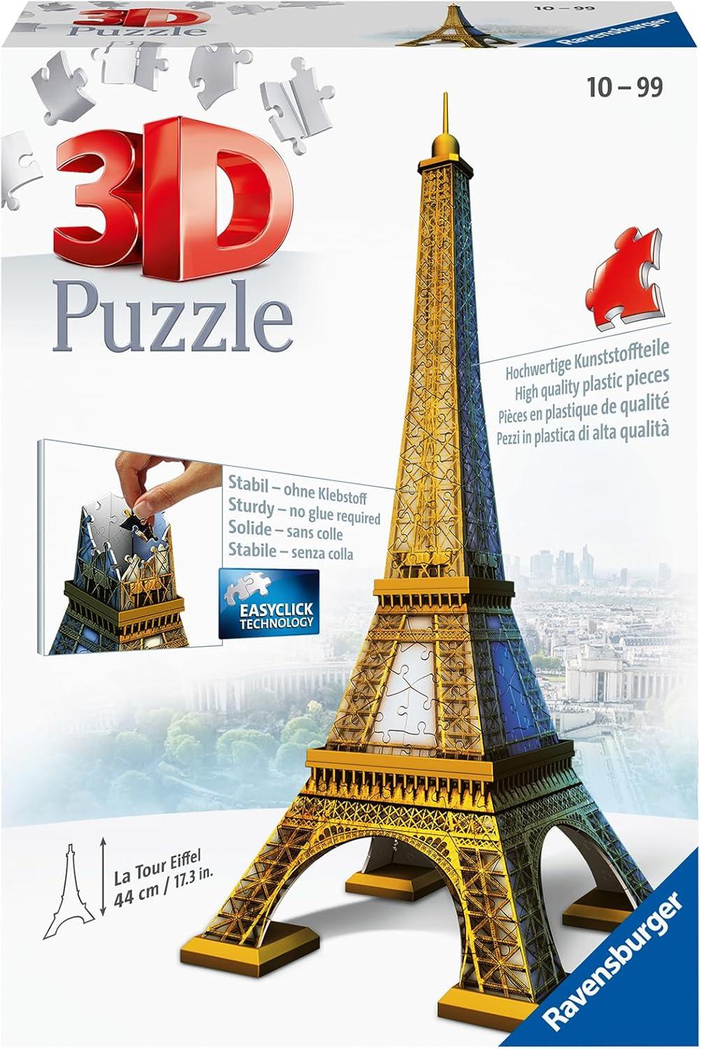 image:imageRavensburger Eiffel Tower 216 Piece 3D Jigsaw Puzzle for Kids and Adults 12556 Easy Click Technology Means Pieces Fit Together Perfectly