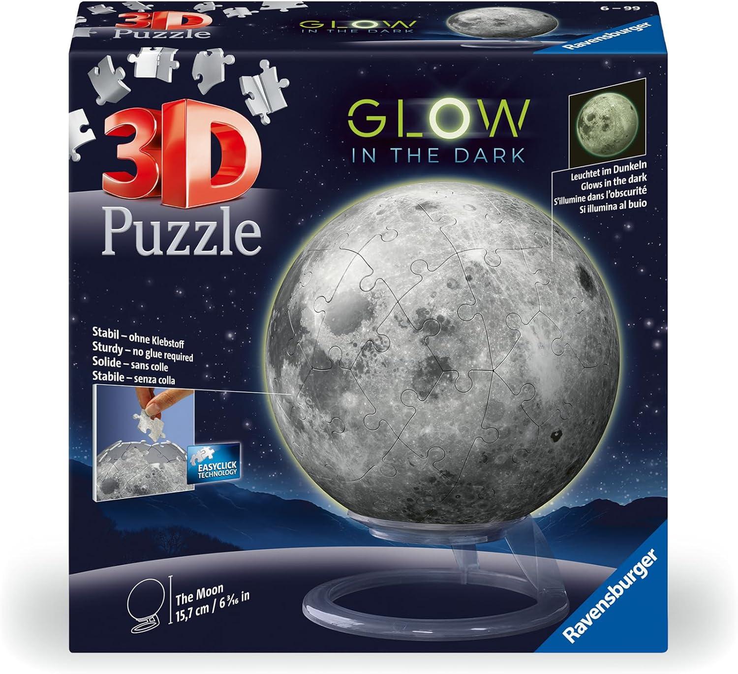 image:imageRavensburger GlowinTheDark Moon 72 Piece 3D Jigsaw Puzzle for Adults and Kids 11586 Great Gift for Any Birthday Holiday or Special Occasion