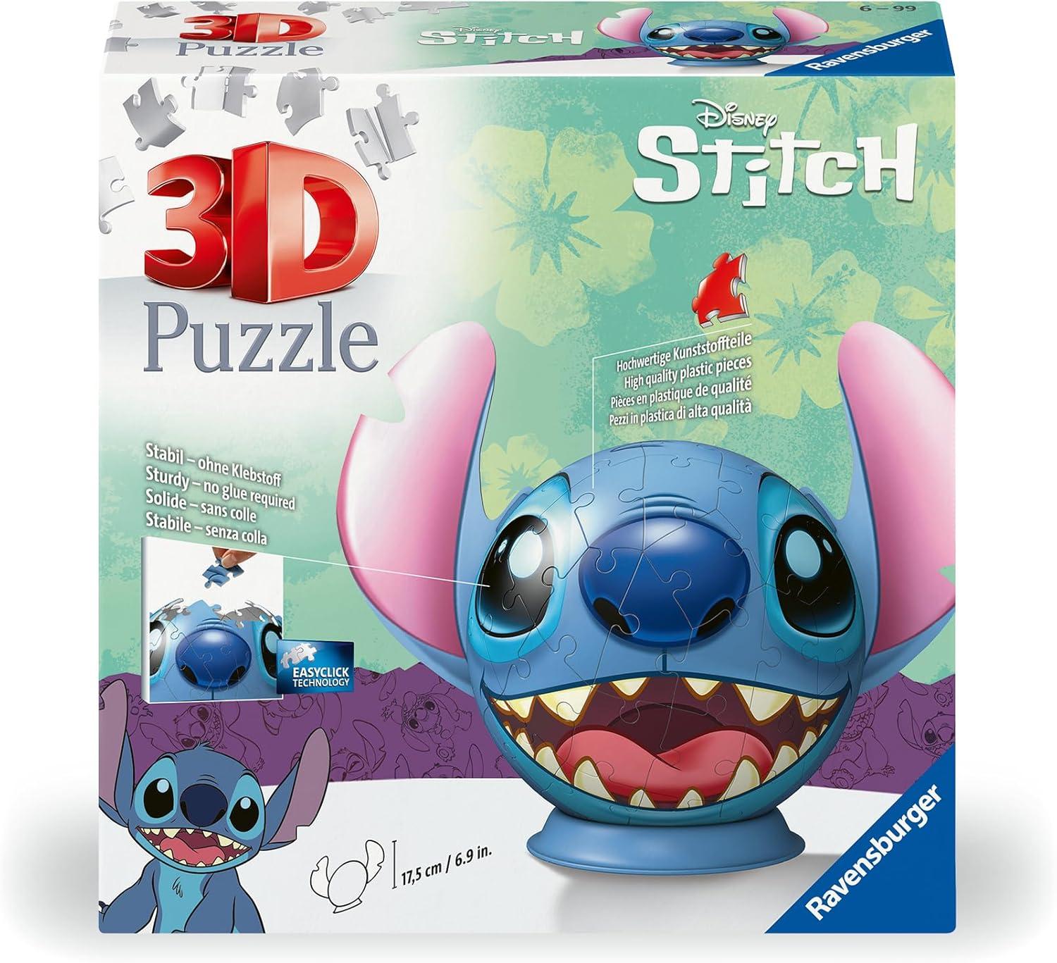 image:imageRavensburger PuzzleBall Disney Stitch 72 Pieces Jigsaw Puzzle for Kids Every Piece is Unique Pieces Fit Together Perfectly