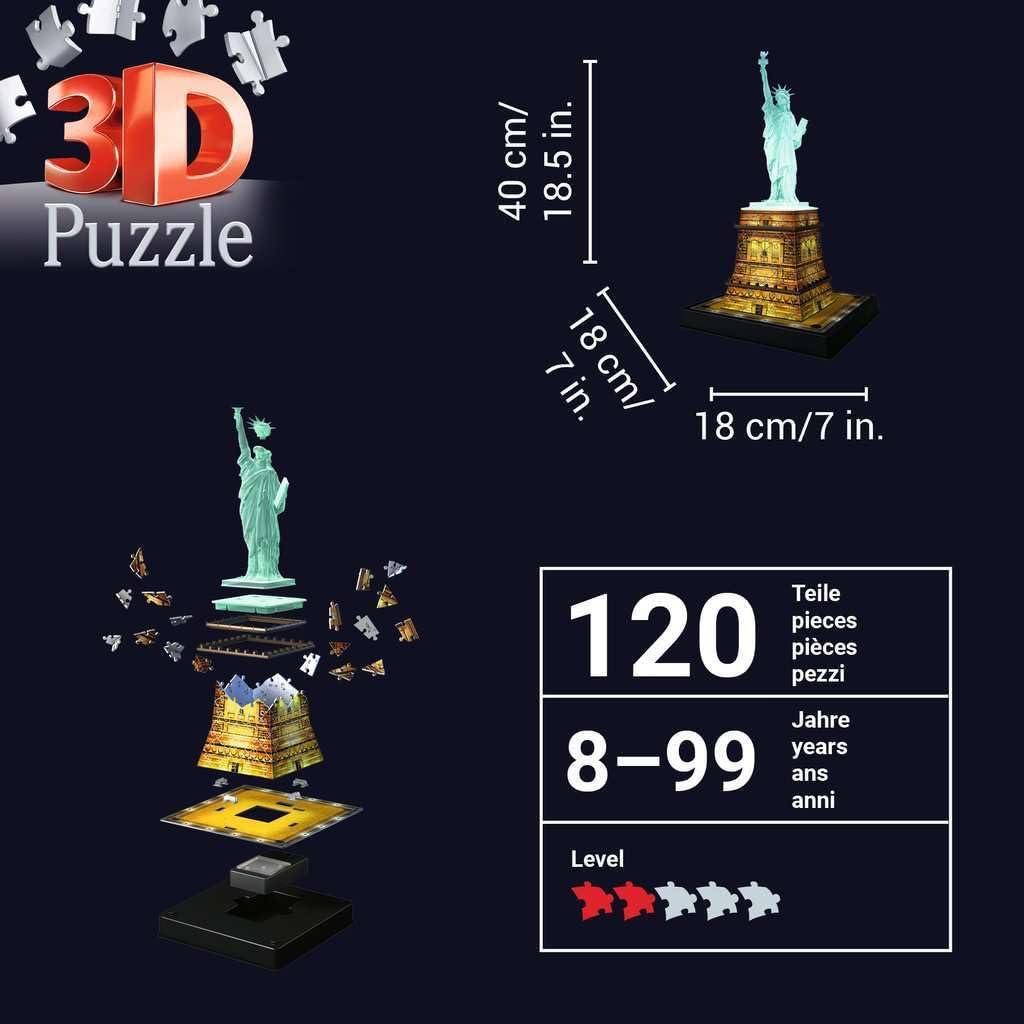 image:imageRavensburger Statue of Liberty Night Edition 108 Piece 3D Jigsaw Puzzle for Kids and Adults Precision Fit with Easy Click Technology Durable Display Piece Over a Century of QualityStatue of Liberty Night 3D
