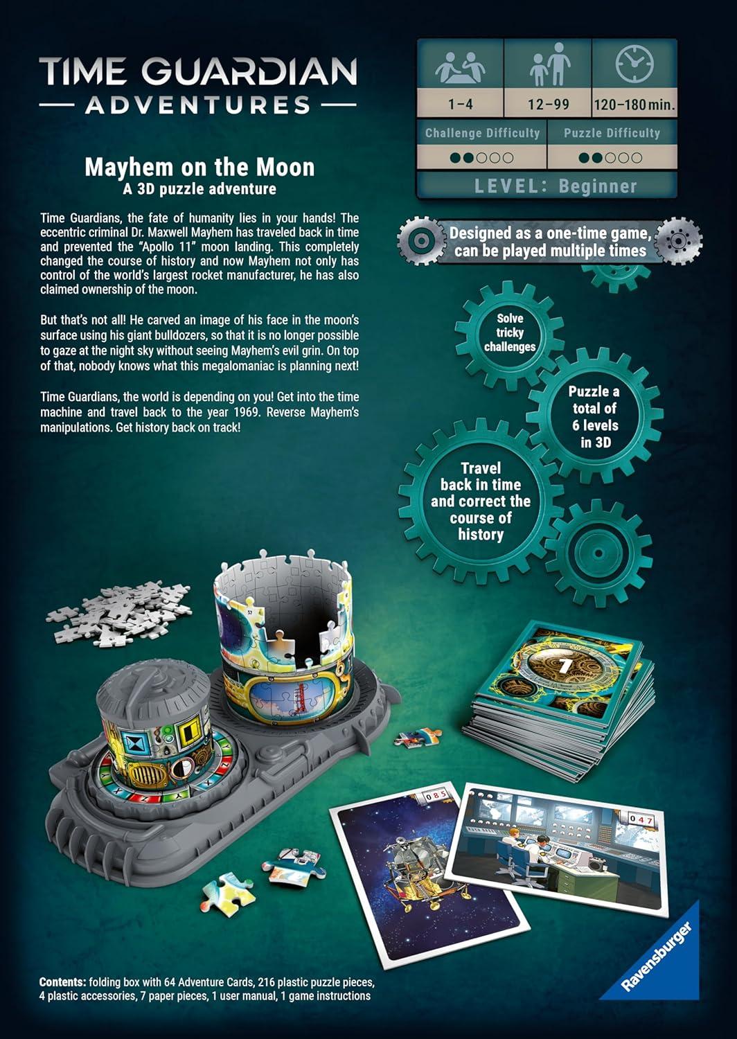 image:imageRavensburger TIME Guardian Adventures Mayhem on The Moon 11541 A Cooperative 3D Puzzle Adventure Inspired by Escape Games for 1 to 4 Players Ages 12
