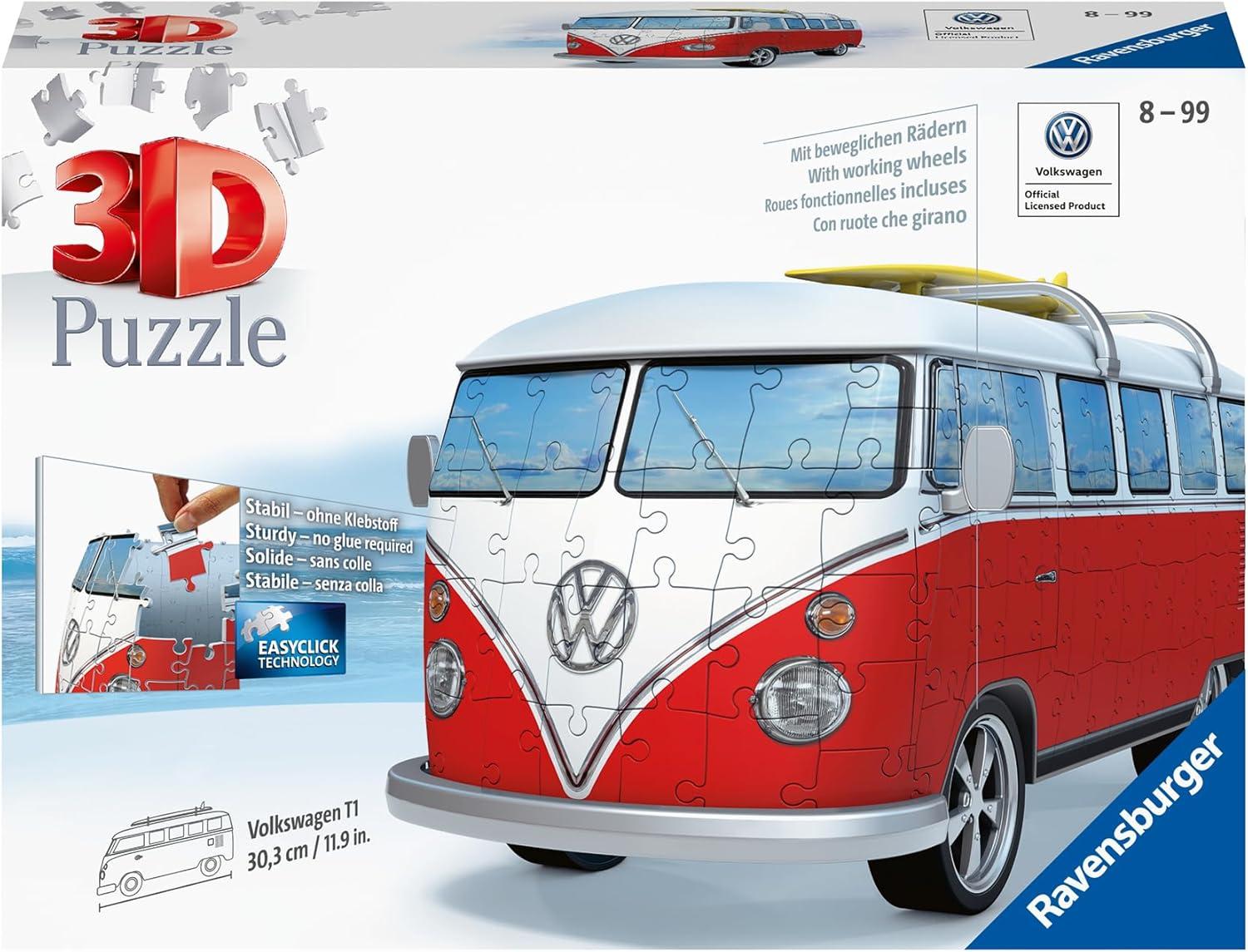 image:imageRavensburger Volkswagen T1 Campervan 3D Jigsaw Puzzle 162 Pieces Precision Fit with Easy Click Technology Engaging Toy for Kids amp Adults Durable Displayable Model