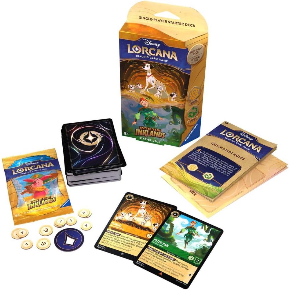 image:imageRavensburger Disney Lorcana TCG Into The Inklands Amber amp Emerald SinglePlayer Starter Deck Engaging Gameplay Over 200 Original Disney Artworks Ideal for Ages 8
