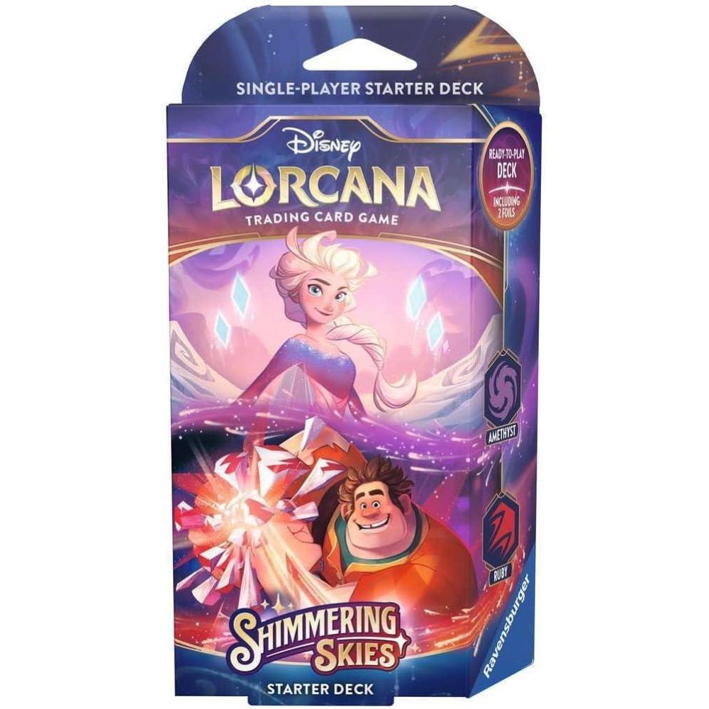 image:imageRavensburger Disney Lorcana TCG Shimmering Skies Amethyst amp Ruby SinglePlayer Starter Deck Engaging Gameplay Over 200 Original Disney Artworks Ideal for Ages 8