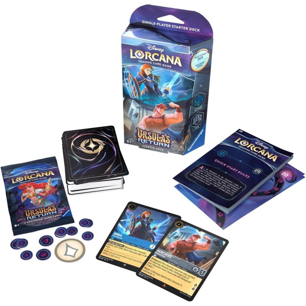 image:imageRavensburger Disney Lorcana TCG Ursulas Return Sapphire amp Steel SinglePlayer Starter Deck Engaging Gameplay Over 200 Original Disney Artworks Ideal for Ages 8
