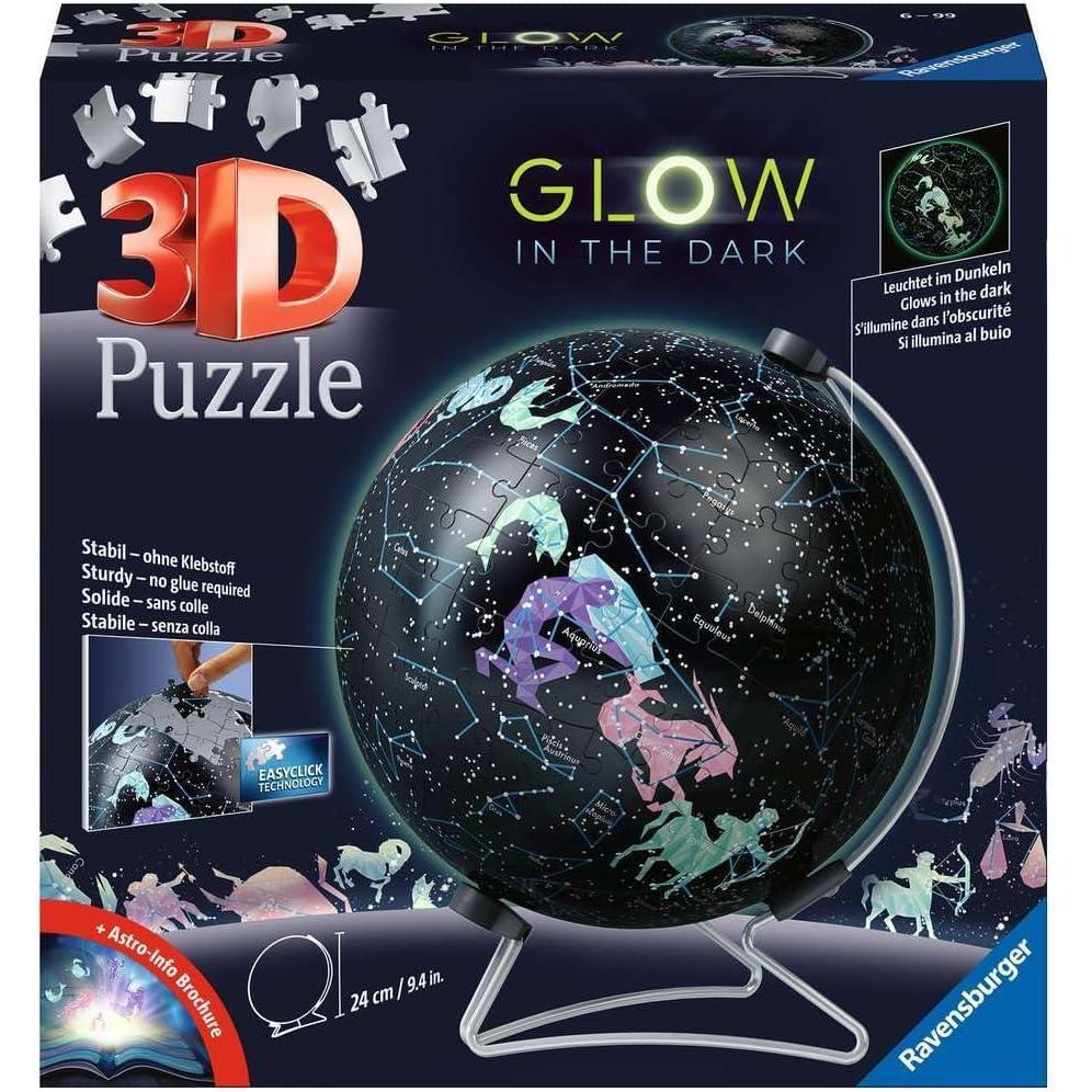 image:imageRavensburger PuzzleBall Starglobe with GlowinTheDark Edition 180 Piece 3D Jigsaw Puzzle for Kids 11544 Easy Click Technology Means Pieces Fit Together Perfectly