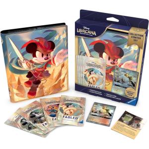 Ravensburger Disney Lorcana TCG – Collection Starter Set – Includes 4 Fabled Booster Packs, Mickey Mouse Card Portfolio, Glimmer Foil Tinker Bell Promo & Collector’s Guide