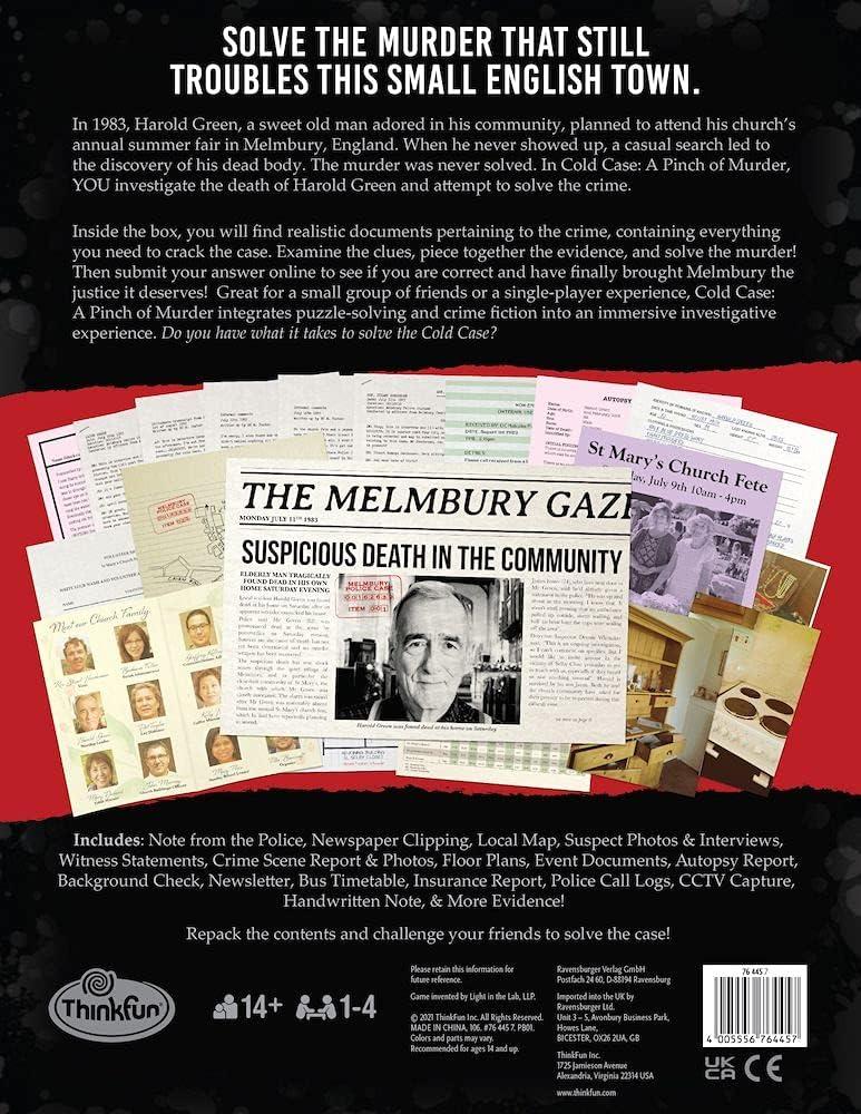 image:imageThinkFun Cold Case A Pinch of Murder A Murder Mystery Game in a Box for Ages 14 and Up