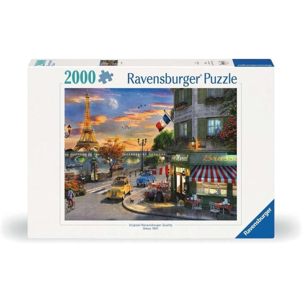 image:imageRavensburger Paris Sunset 2000 Piece Jigsaw Puzzle Featuring a Quaint Oldtime City Street with The Eiffel Tower Frameable Premium Quality Puzzles for AdultsParis Sunset 2000pc Puzzle