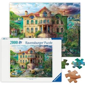 Ravensburger – Cove Manor Echoes – 2000 Piece Jigsaw Puzzle – Stunning Imagery – Bold Colors and Intricate Details of a Sea Manor Then & Now – Premium Quality – Puzzles for Adults