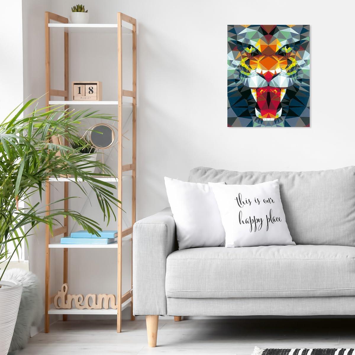 image:imageRavensburger Polygon Tiger Paint by Numbers Kit for Adults 23514 Painting Arts and Crafts for Ages 12 and Up