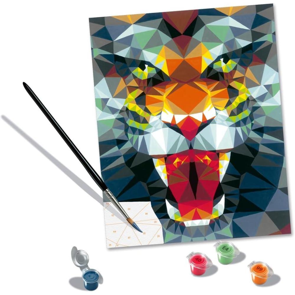 image:imageRavensburger Polygon Tiger Paint by Numbers Kit for Adults  23514  Painting Arts and Crafts for Ages 12 and Up