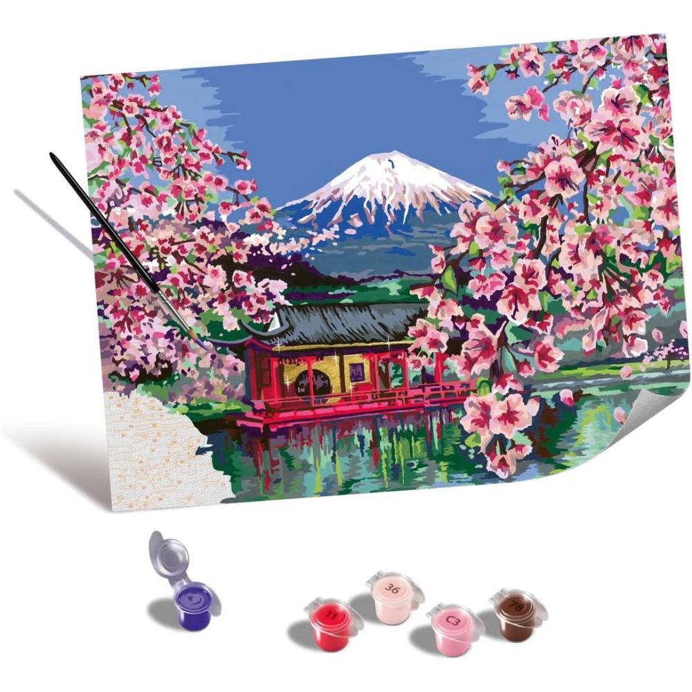 image:imageRavensburger Relax CreArt Japanese Cherry Blossom Canvas Paint by Numbers Kit Perfect DIY Art Gift for Adults Stress Relief and Creative Hobby