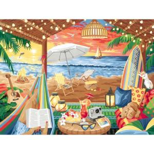 Ravensburger Relax CreArt Cozy Cabana Canvas Paint by Numbers Kit | Perfect DIY Art Gift for Adults, Stress Relief, and Creative Hobby