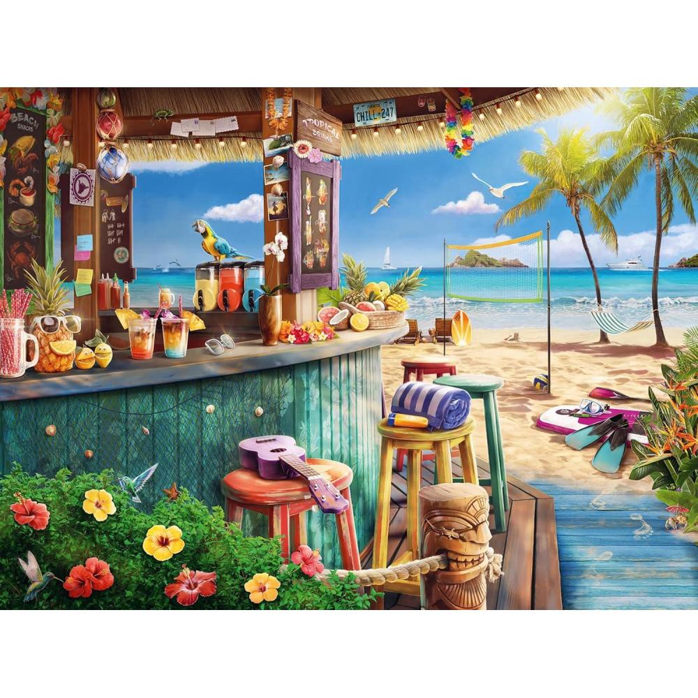 image:imageRavensburger Beach Bar Breezes 1500 Piece Jigsaw Puzzle Vivid Quaint Imagery of a Beachside Tiki Bar Colorful Ocean Detail Ideal Gift Frameable Art ScreenFree Fun Puzzles for AdultsOriginal Packaging