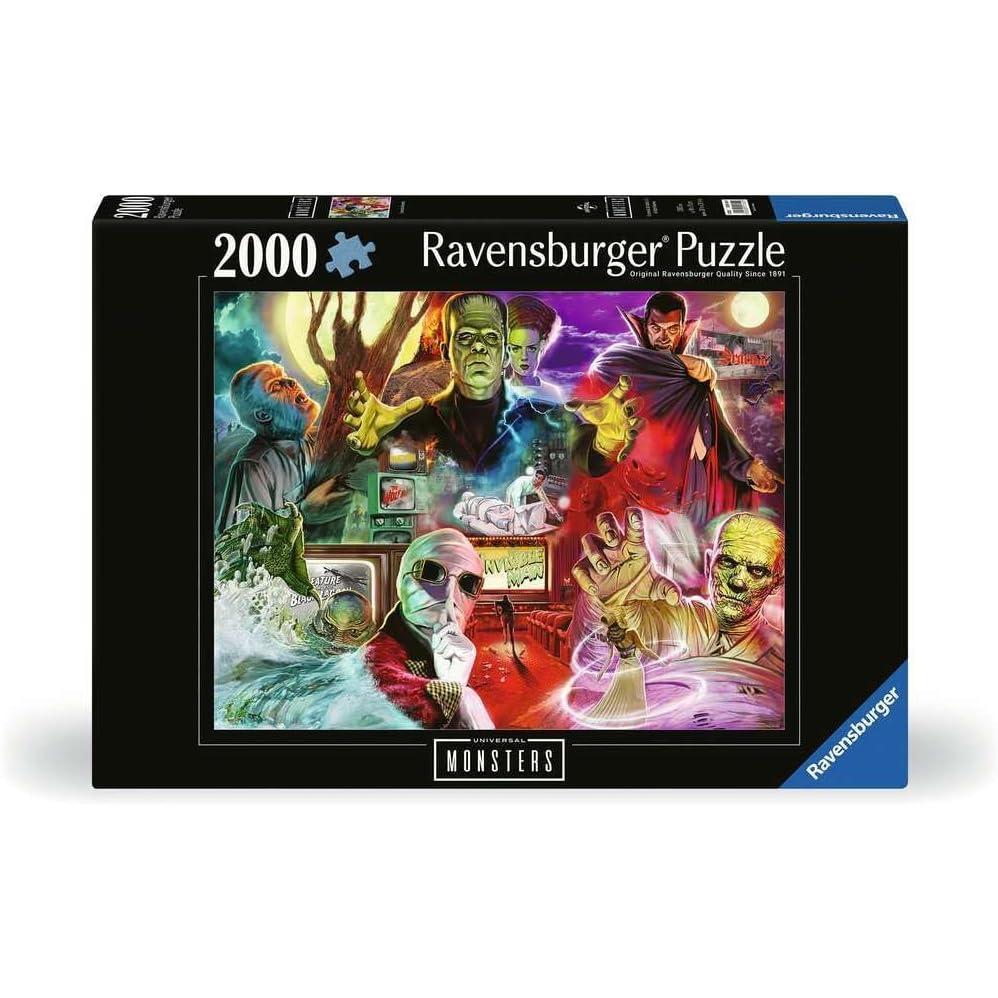 image:imageRavensburger  Universal Monsters  2000 Piece Jigsaw Puzzle  Bold Imagery of OldTime Film Monsters  Dracula Mummy amp More  Frameable  Premium Quality  Puzzles for Adults