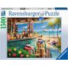 Ravensburger – Beach Bar Breezes – 1500 Piece Jigsaw Puzzle – Vivid, Quaint Imagery of a Beachside Tiki Bar – Colorful Ocean Detail – Ideal Gift – Frameable Art – Screen-Free Fun – Puzzles for Adults(Original Packaging)