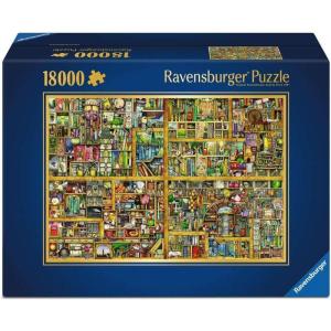 Ravensburger – Magical Bookcase – Spectacular 18000 Piece Jigsaw Puzzle – Stunning, Vivid Image of a Wall of Books Amid Charming Curiosities – Premium Quality – Puzzles for Adults