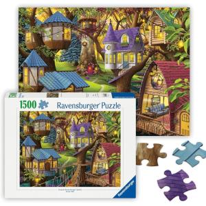 Ravensburger – Twilight in The Treetops – 1500 Piece Jigsaw Puzzle – Charming Victorian Houses in The Trees – Vibrant Colors – Frameable – Premium Quality – Puzzles for Adults