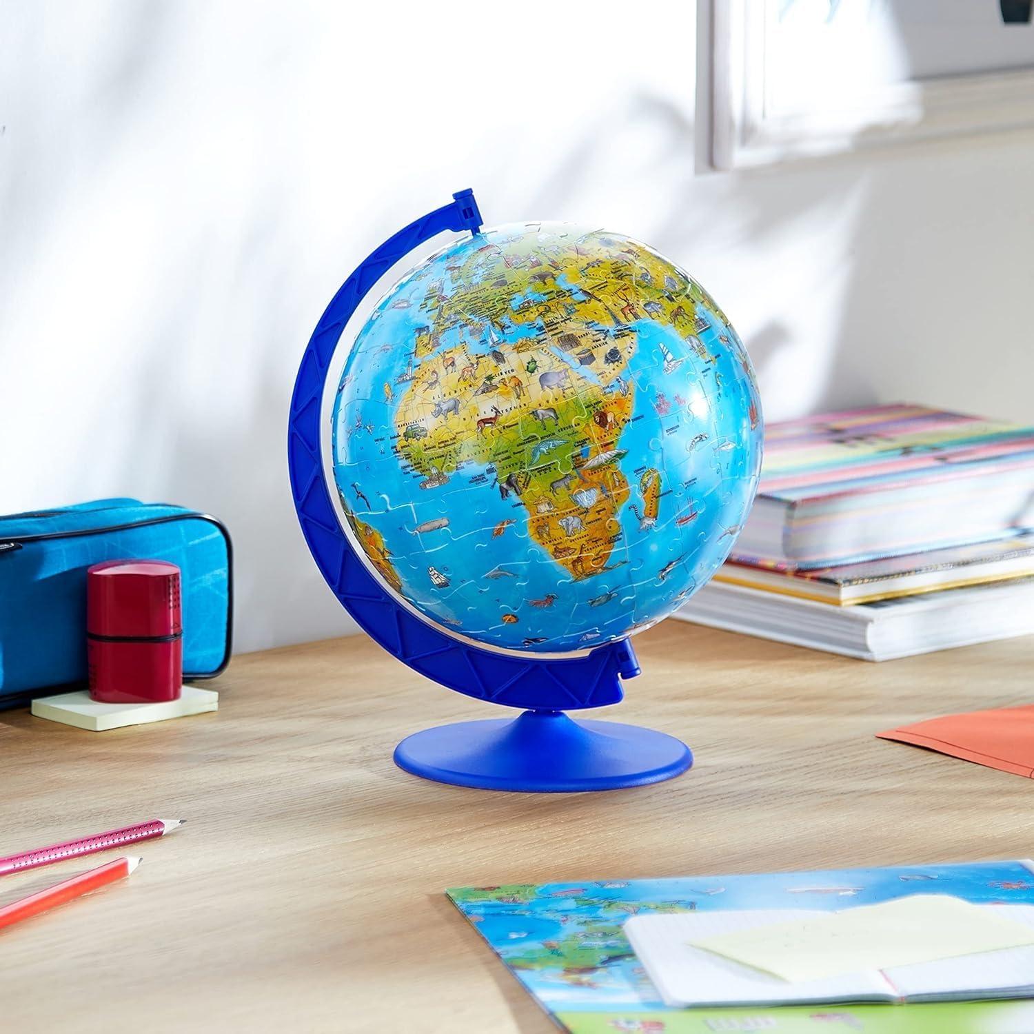 image:imageRavensburger Childrens World Globe 180 Piece 3D Jigsaw Puzzle Easy Click Technology Displayable Art Perfect for Kids and Adults 105 in Diameter